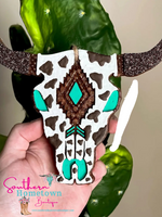 Cow print Bull skull freshie (cowboy on beach)