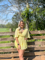 Hello sunshine, yellow lace romper!