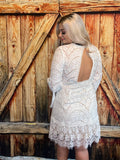 Love you more, white lace open back dress