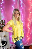 Sunny Saturday- yellow lace detailing top