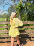 Hello sunshine, yellow lace romper!