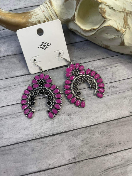 Hot pink squash blossom earrings